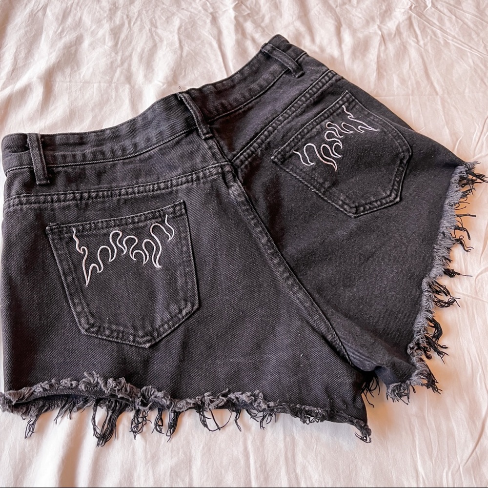 High waisted black jean shorts